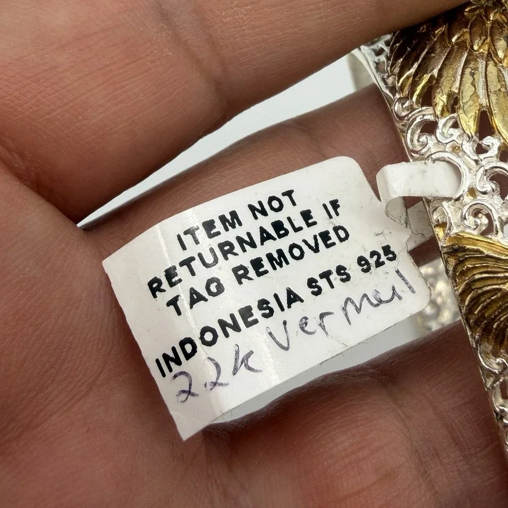 Bali Legacy Sterling Silver Eagle Cuff Bracelet 22K Gold‎ Vermeil